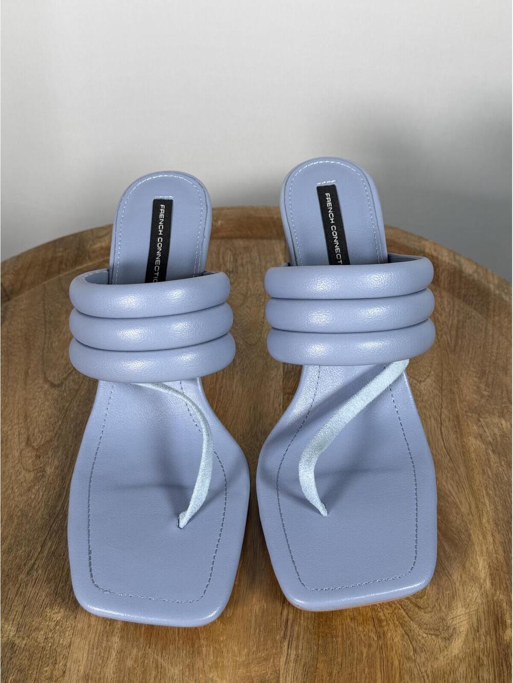 French Connection Heels Blue Thong Strap Square Toe Padded Sandals US 8 NWB - Picture 2 of 10